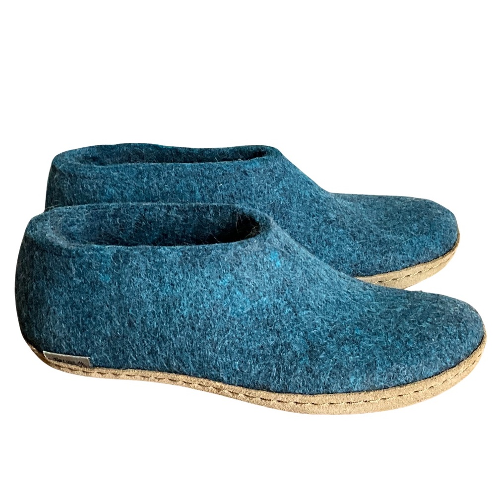 Glerups Petrol Blue Wool Slippers, New in Box